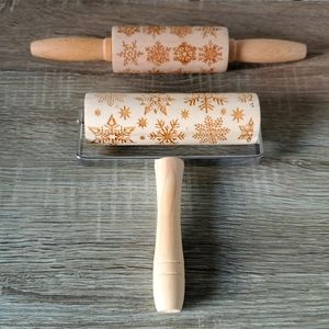 Mini Printed Snowflake Wooden Rolling Pins